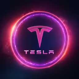 a purple and red logo in the middle of a circular