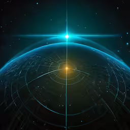 a sun rays on the earth with a star in the middle