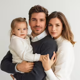 a man and woman with their baby daughter and young daughter