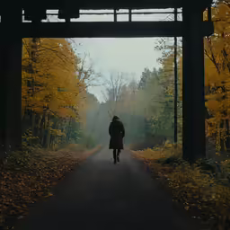 the woman is going down the country road