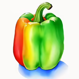 a drawing of three peppers that are different colors