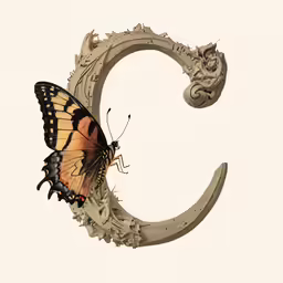 a butterfly that is standing on top of a letter g