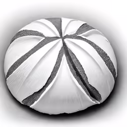 a decorative black and white striped lollipop or ball