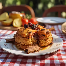 a table with some bread on it and some fruit