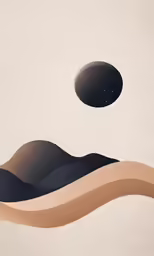 the abstract view of sand dunes with the moon