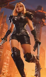 a very tall female dressed in sexy clothes