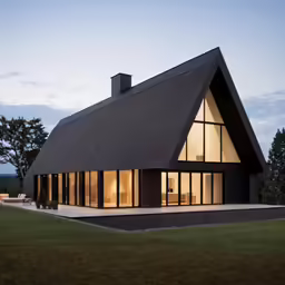 a large home with a wrapper roof