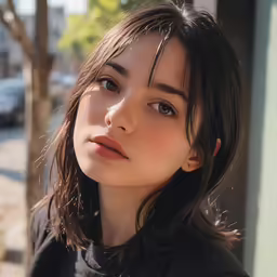 a close up of a person with brown hair