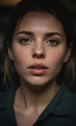 a beautiful woman with a dark green shirt and a black tie