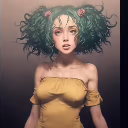 a woman with green hair poses in a photo