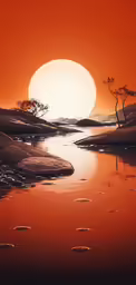 a picture of the sun setting over a body of water
