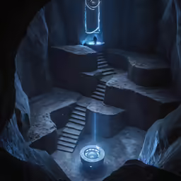 a large tunnel with stairs leading to another area