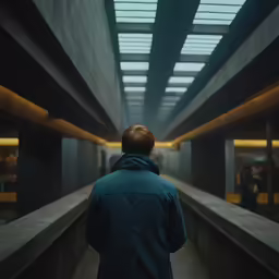the man is walking up to the elevator