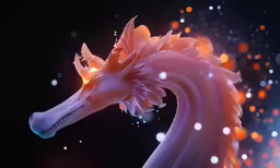 an illustration of a flamingo with bright feathers and glowing lights