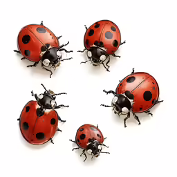 the six red ladybugs sit in a circle