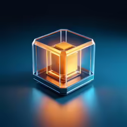 glass cube with lights in it on the surface