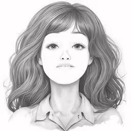 a girl with wavy hair looking into the camera