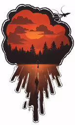 an illustration of clouds and trees in the background