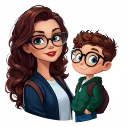 an old photo with a woman and boy