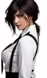 a woman with a tie on her back