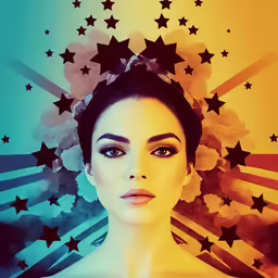 a beautiful woman with stars in her hair