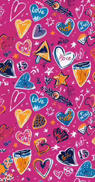 hearts and stars on pink background