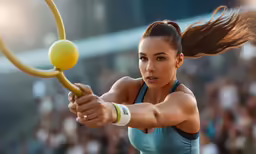 a female tennis player is playing with the ball