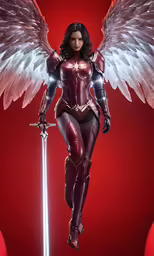 the image shows an angel in a body suit and sword