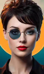 an artistic photograph of a woman wearing glasses