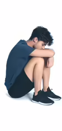 a man sitting on the ground and his arms over his chest