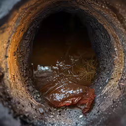 the small hole in the ground has rain drops