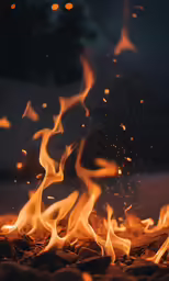 there is a large fire blazing up in the air