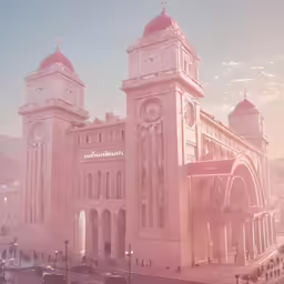 there is a church with several spires on the top