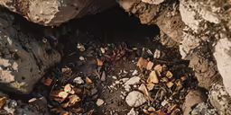 a close up shot of the dirt and rocks