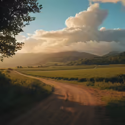 a dirt road is on the side of the hill