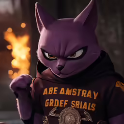 a masked animal wearing a t - shirt that says abe amstray grdff snails