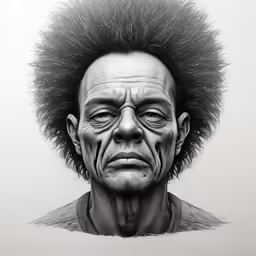 a drawing of an older man with hair on his face