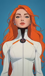 an anime anime character with red hair and white top