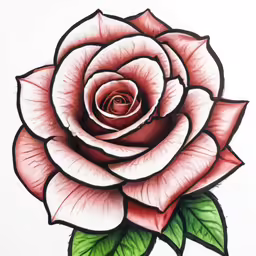 the pink rose is surrounded by green leaves