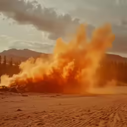 fire coming out from the ground on a desert
