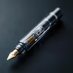 a pen sitting on top of a black table