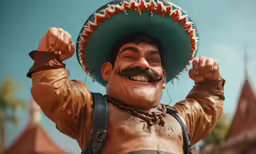 a man with a mustache wearing a sombrero and smiling