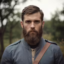 a man with a beard and beard combing
