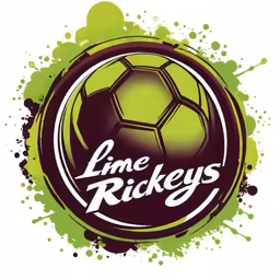 a logo with a soccer ball and paint splattered around it