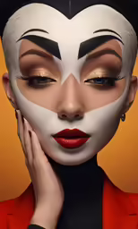 a woman with makeup has an elaborate face painting on her