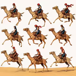 a series of various photos of a man on a horse