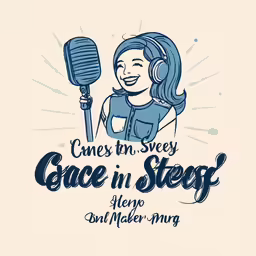 an illustration of a woman smiling at the camera with microphone