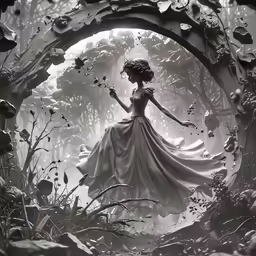 an artistic picture of a woman in a white gown