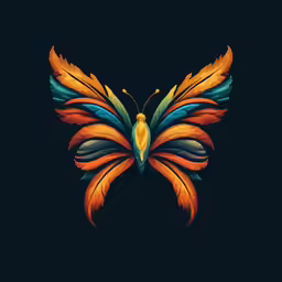 the colorful butterfly is painted on the dark background