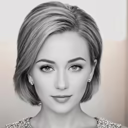 the image shows a woman in a dress with a diamond necklace